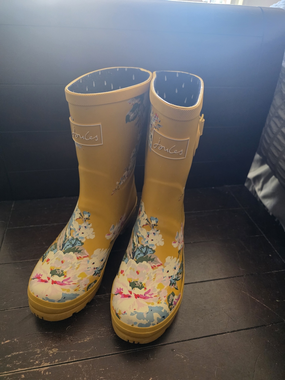 Joules Yellow Floral Women's Rain Boots